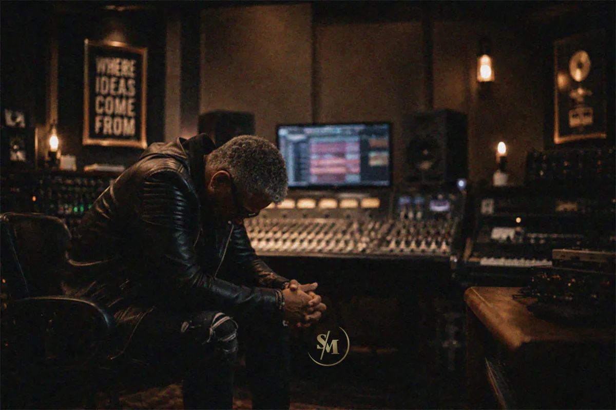 Stuart Mansfield in a recording studio